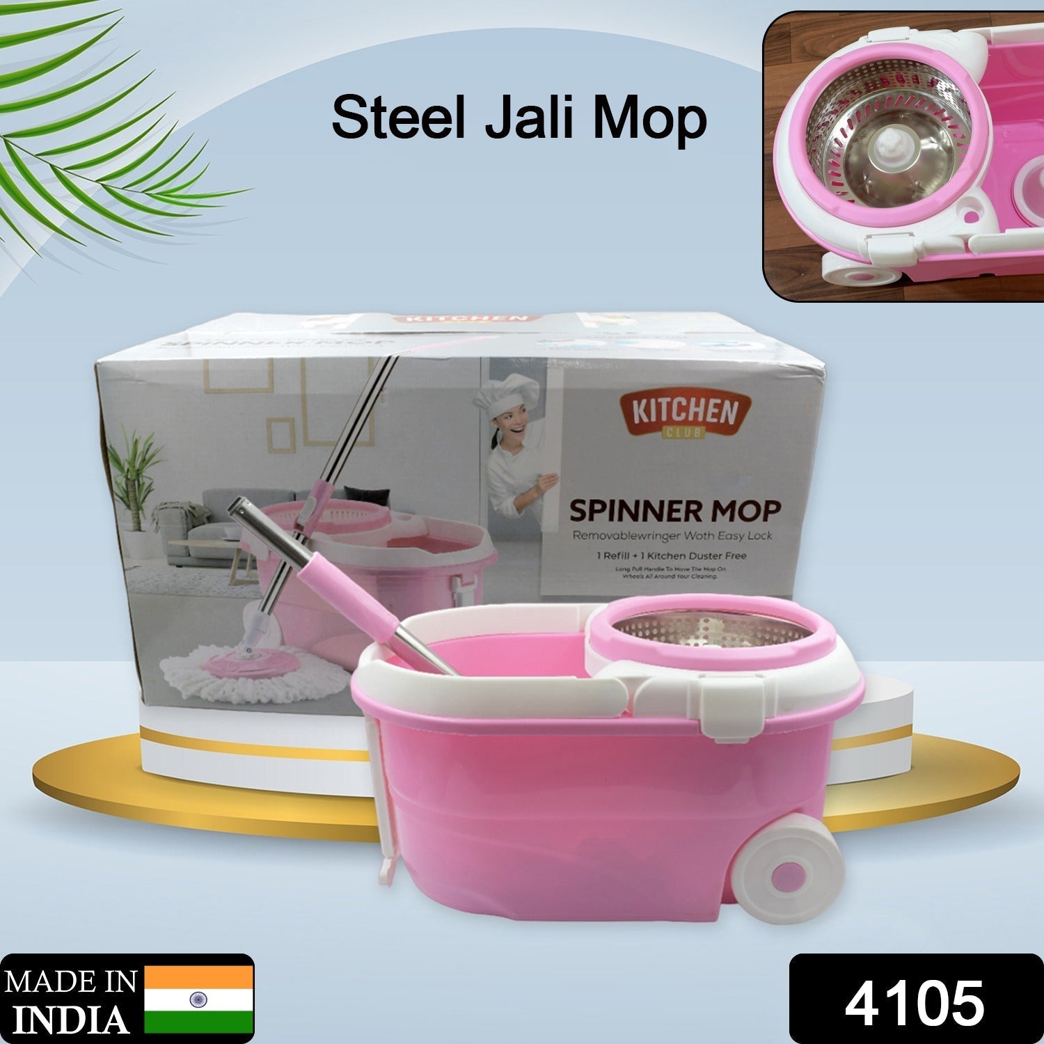 Spin Mop with Bucket for Floor Cleaning - Magic Mop Set with Steel Spin, Mop Stick, and Bucket for Home & Office - infinityexculsivestore.com