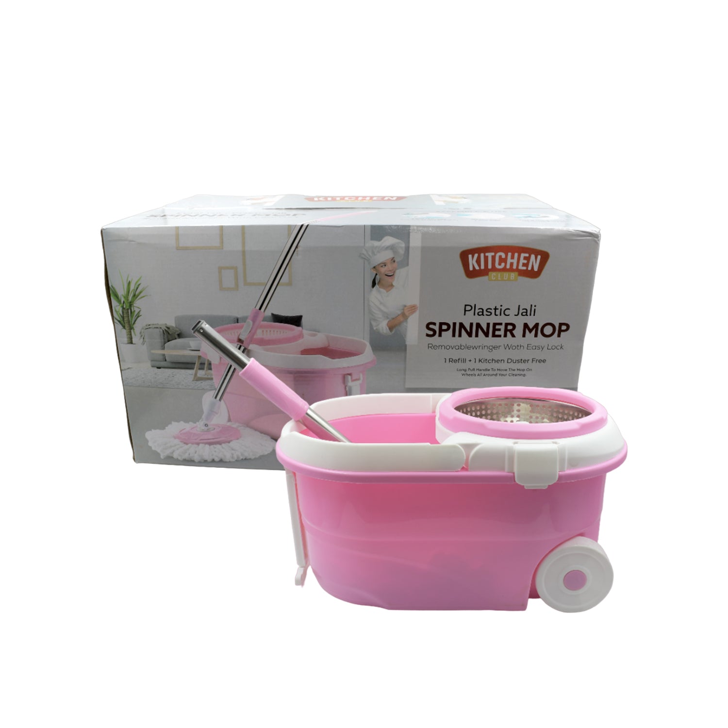 Spin Mop with Bucket for Floor Cleaning - Magic Mop Set with Steel Spin, Mop Stick, and Bucket for Home & Office - infinityexculsivestore.com