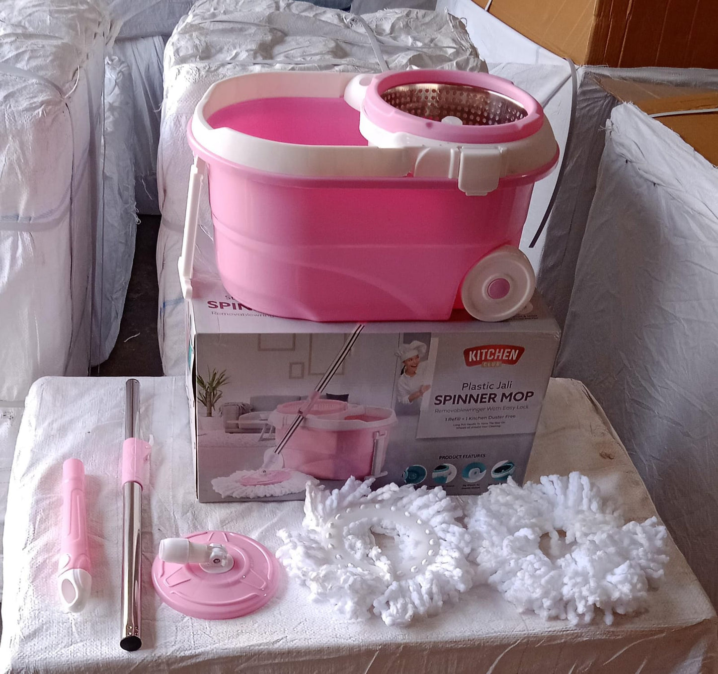 Spin Mop with Bucket for Floor Cleaning - Magic Mop Set with Steel Spin, Mop Stick, and Bucket for Home & Office - infinityexculsivestore.com
