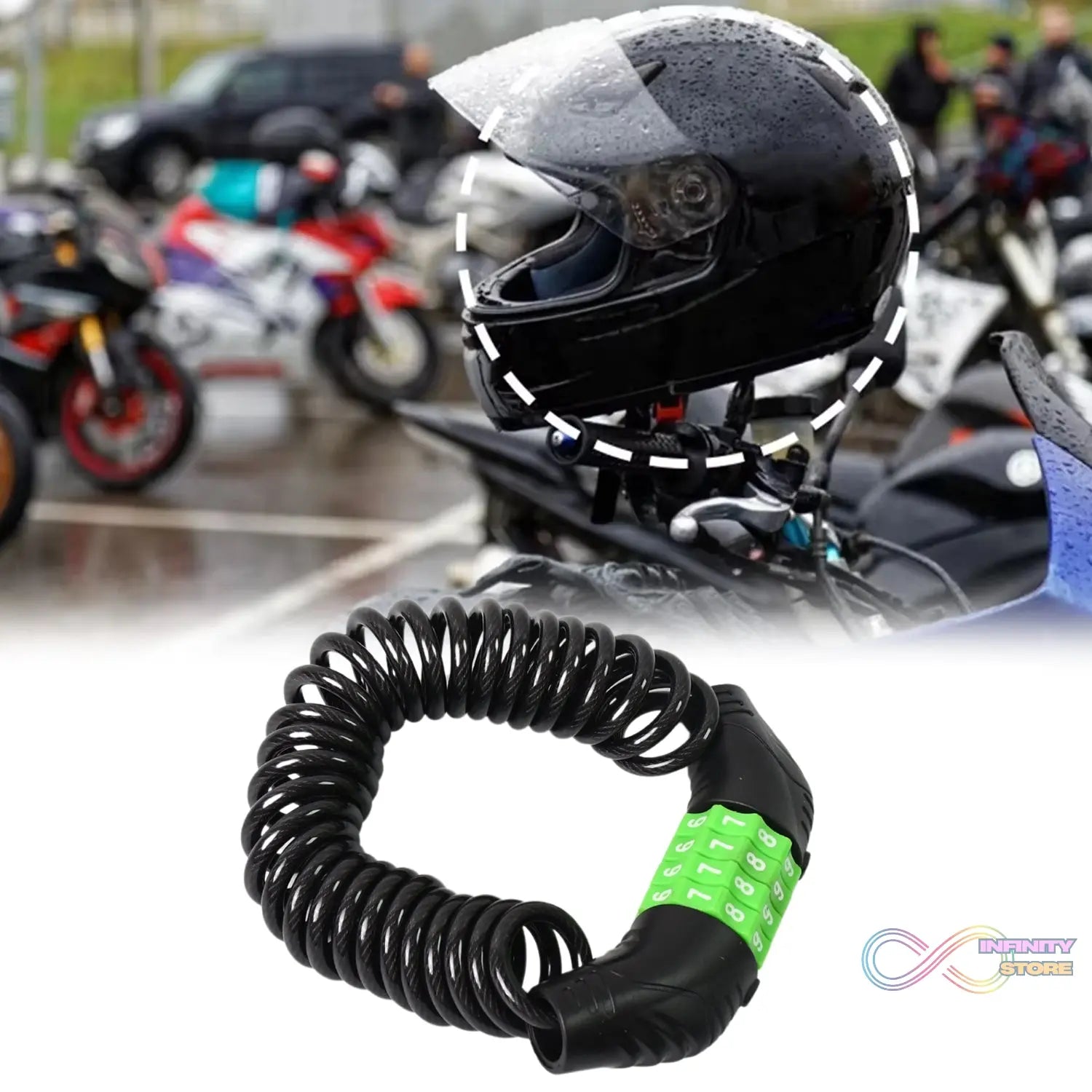 Spiral Cable Lock | 4 - Digit Combination Code | Bicycle Security Lock (1 Pc) - infinityexculsivestore.com