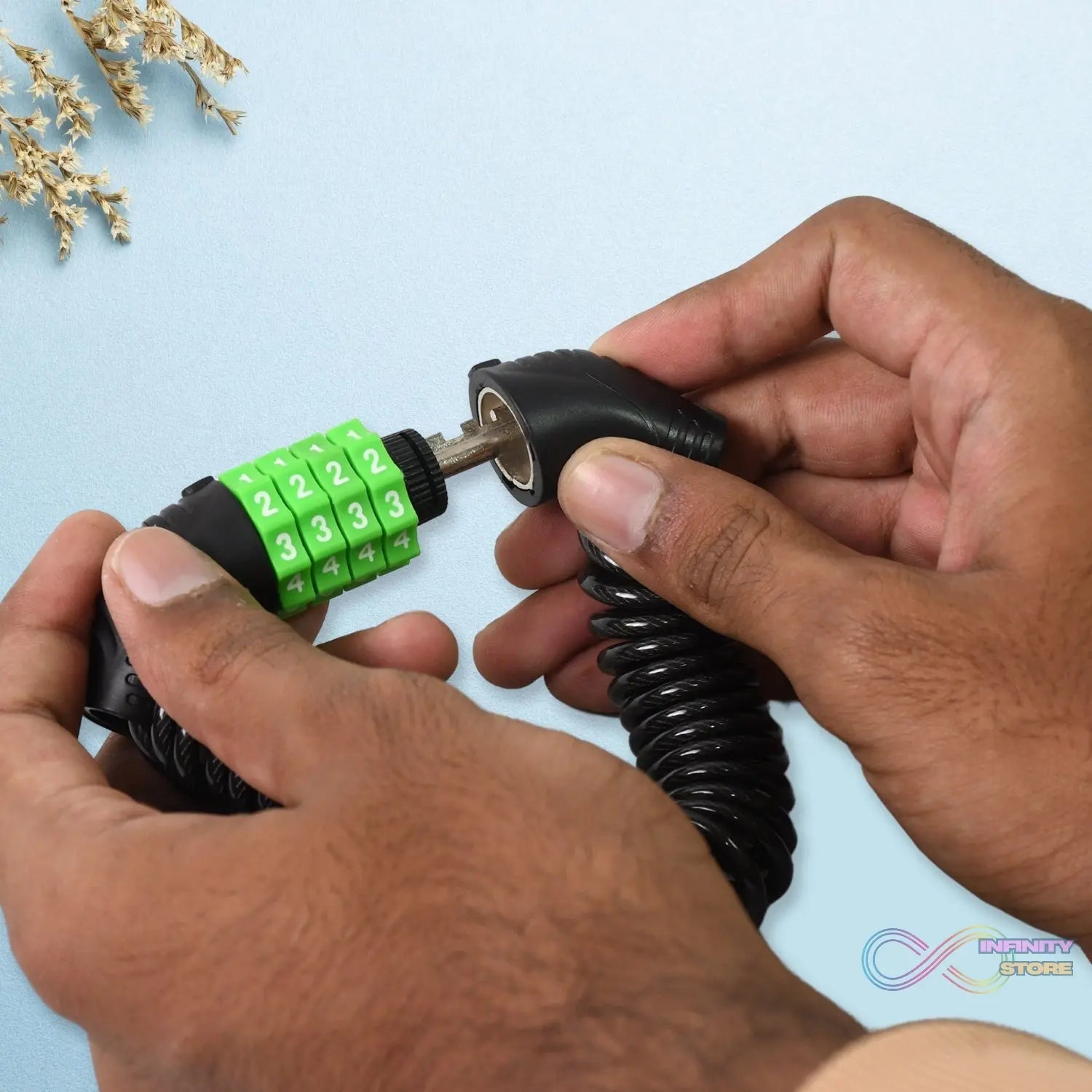 Spiral Cable Lock | 4 - Digit Combination Code | Bicycle Security Lock (1 Pc) - infinityexculsivestore.com