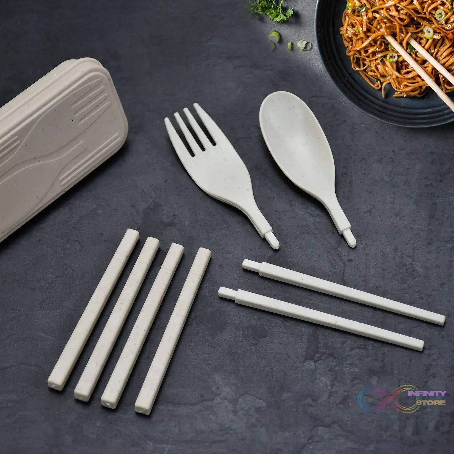 Spoon Fork Chopsticks Set Dinnerware 3PCS / Set Lunch Tableware Detachable Cutlery Portable Travel Kitchen Accessories - infinityexculsivestore.com