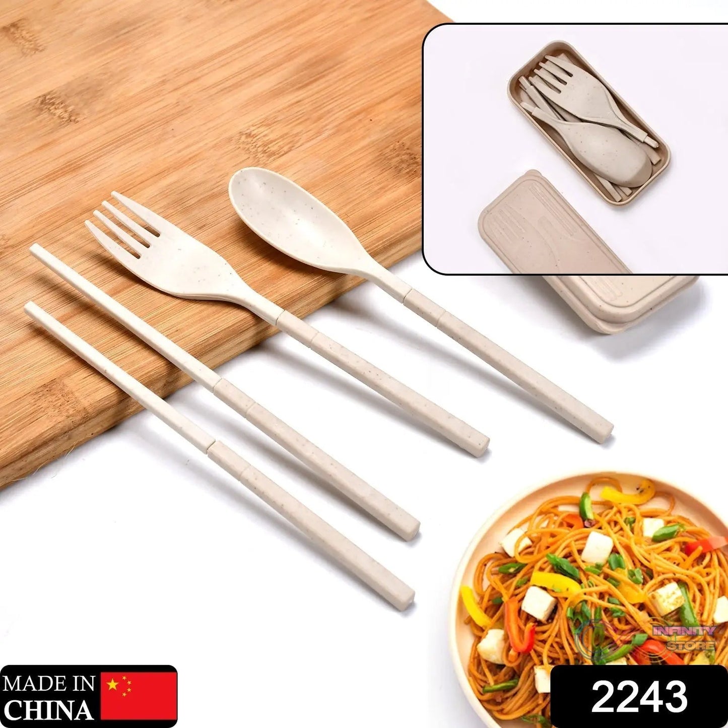 Spoon Fork Chopsticks Set Dinnerware 3PCS / Set Lunch Tableware Detachable Cutlery Portable Travel Kitchen Accessories - infinityexculsivestore.com