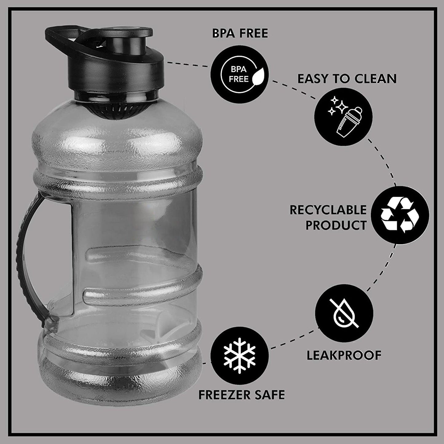 Sports Gym 1.5 Liters Gallon Water Bottle with Mixer and Strainer - infinityexculsivestore.com