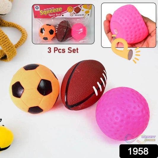 Sports Squeeze Ball Toy Set of 3 Soft Balls for Kids/Toy for Kids - infinityexculsivestore.com