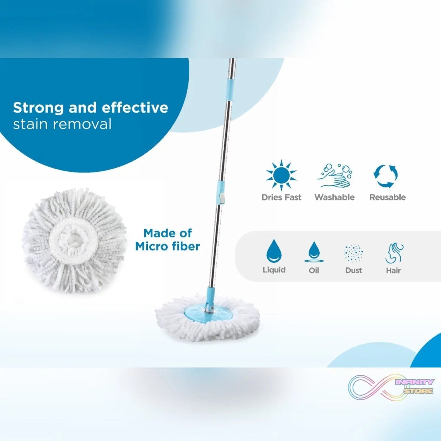 Sporty Plastic Spin Mop with Bigger Wheels and Plastic Auto Fold Handle for 360 Degree Cleaning. - infinityexculsivestore.com