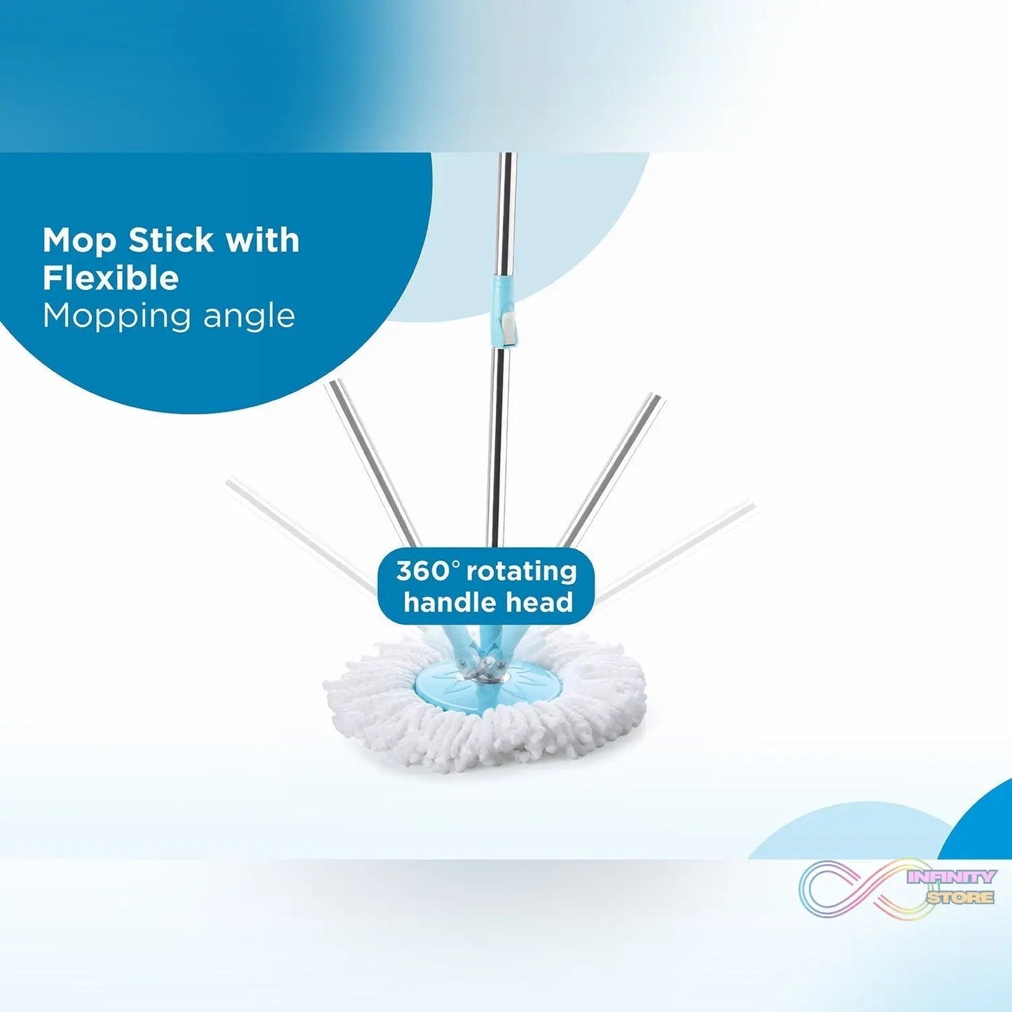 Sporty Plastic Spin Mop with Bigger Wheels and Plastic Auto Fold Handle for 360 Degree Cleaning. - infinityexculsivestore.com