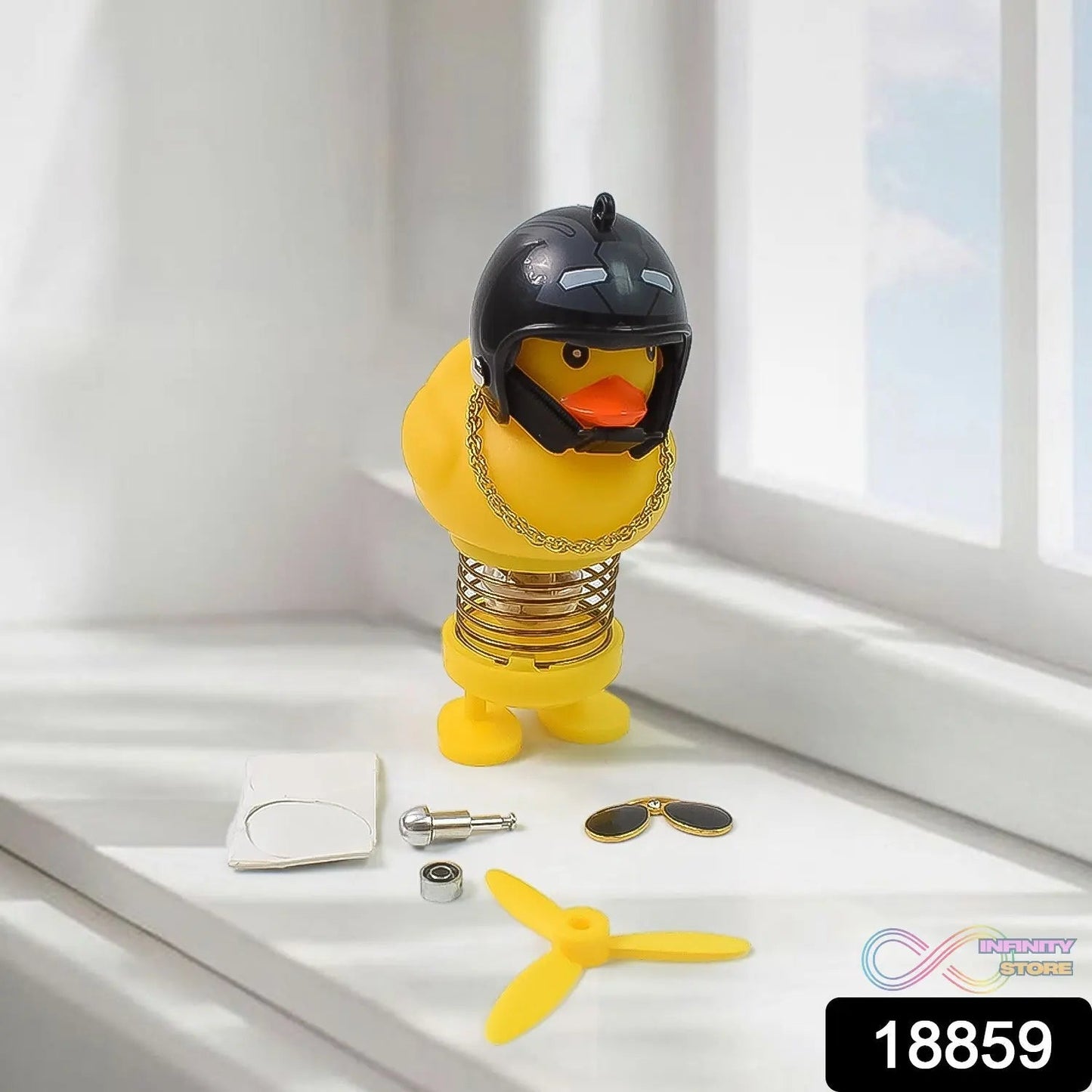 Spring Doll Dance Toy Duck Car Bicycle Bell with Propeller Helmet (1 Pc / Mix Design) - infinityexculsivestore.com