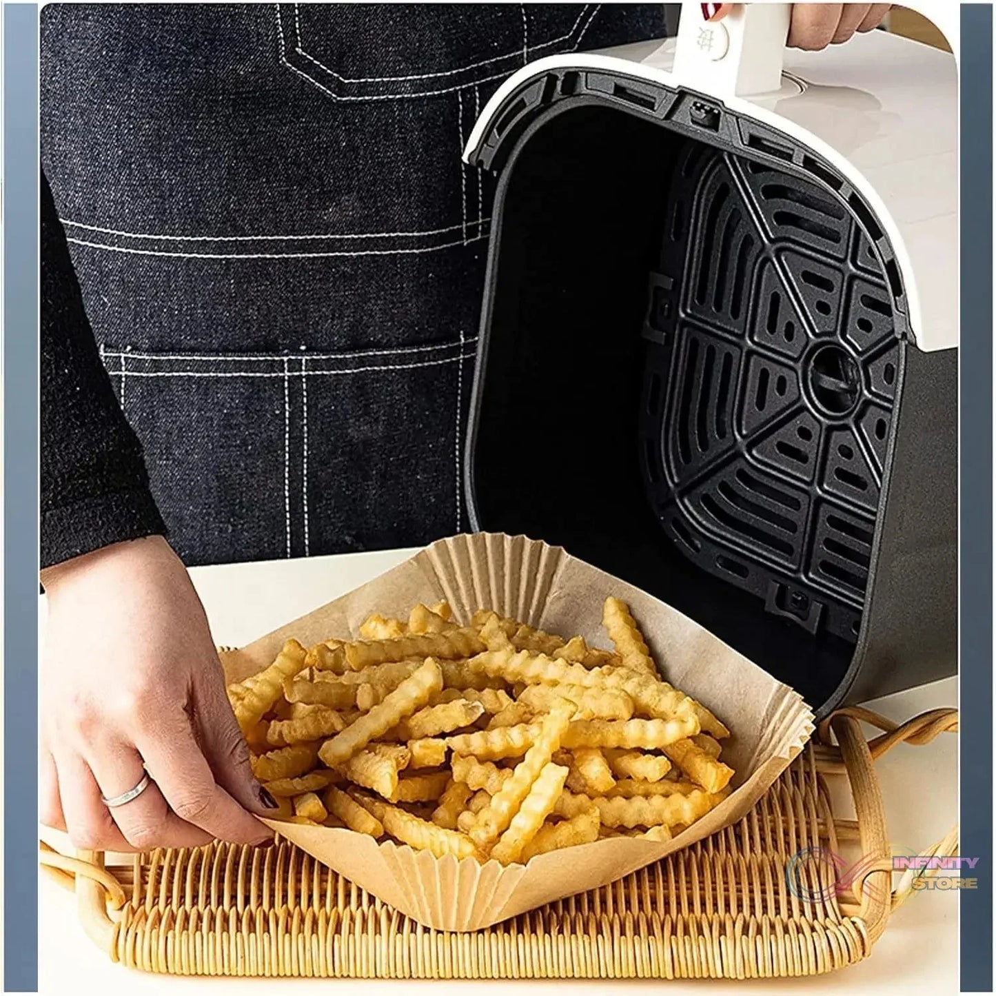 Square Air Fryer Disposable Paper Liner (50 Pcs Set / 160mmx45mm) - infinityexculsivestore.com