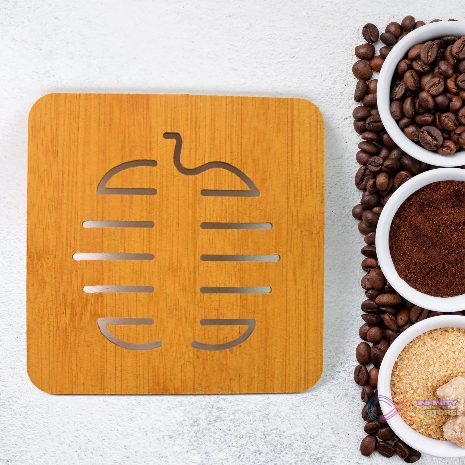Square Bamboo Wood Table Place mat Hot Pot Cup Mat Tea Coaster(14×14 Cm / 1 Pc) - infinityexculsivestore.com