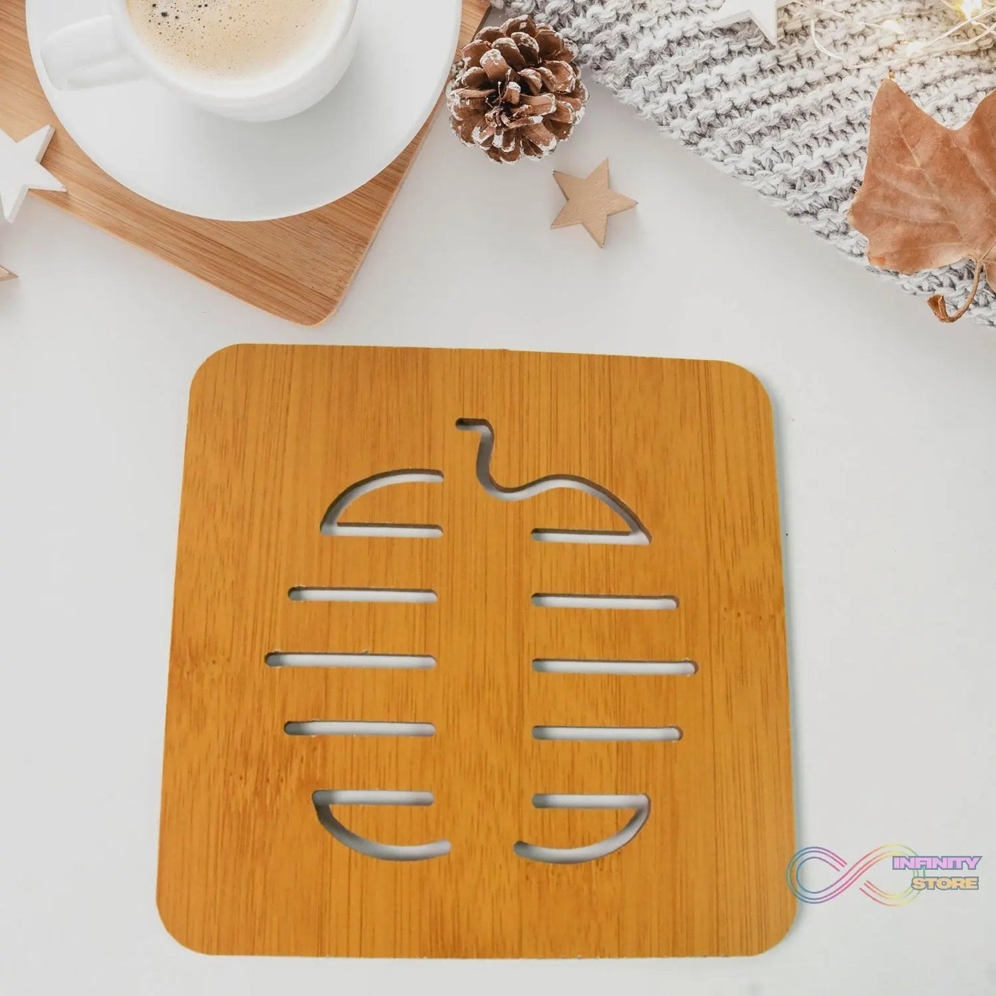 Square Bamboo Wood Table Place mat Hot Pot Cup Mat Tea Coaster(14×14 Cm / 1 Pc) - infinityexculsivestore.com