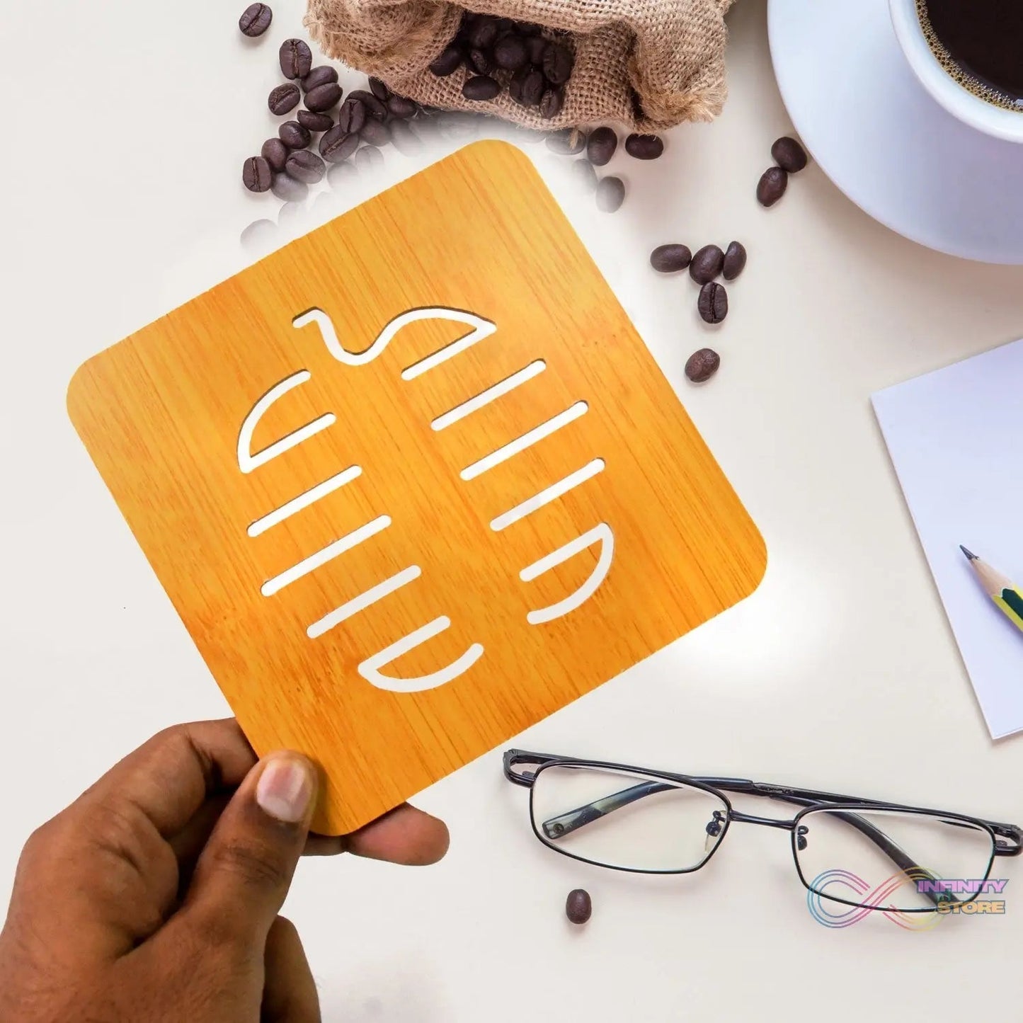 Square Bamboo Wood Table Place mat Hot Pot Cup Mat Tea Coaster(14×14 Cm / 1 Pc) - infinityexculsivestore.com
