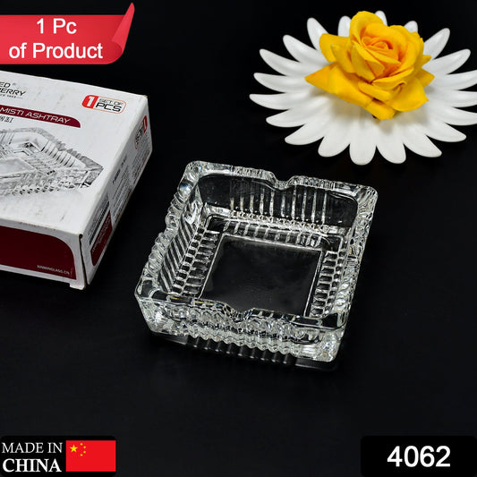 Square Glass Misti Crystal Quality Cigar Cigarette Ashtray Round Tabletop for Home Office Indoor Outdoor Home Decor - infinityexculsivestore.com