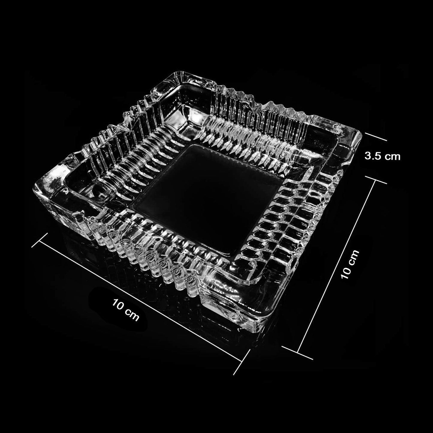 Square Glass Misti Crystal Quality Cigar Cigarette Ashtray Round Tabletop for Home Office Indoor Outdoor Home Decor - infinityexculsivestore.com