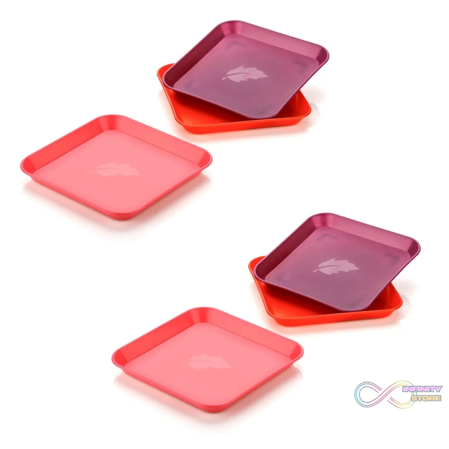 Square Plastic Dinner Plate Set (Set of 6 Pcs) Colorful Snacks / Breakfast Plate - infinityexculsivestore.com