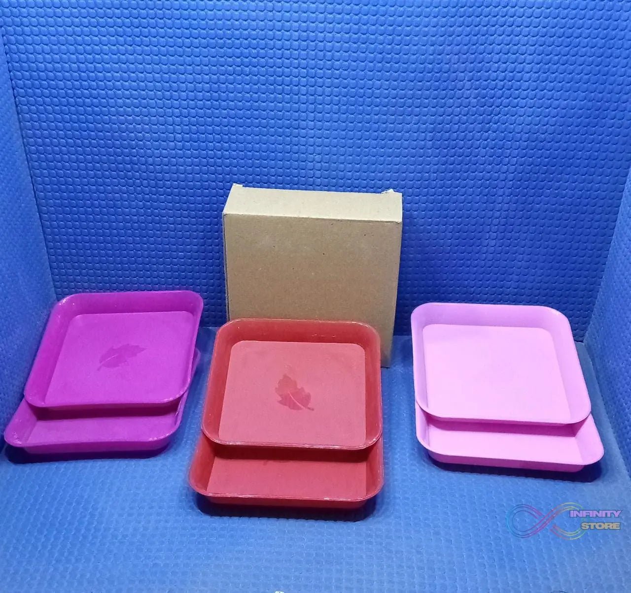 Square Plastic Dinner Plate Set (Set of 6 Pcs) Colorful Snacks / Breakfast Plate - infinityexculsivestore.com