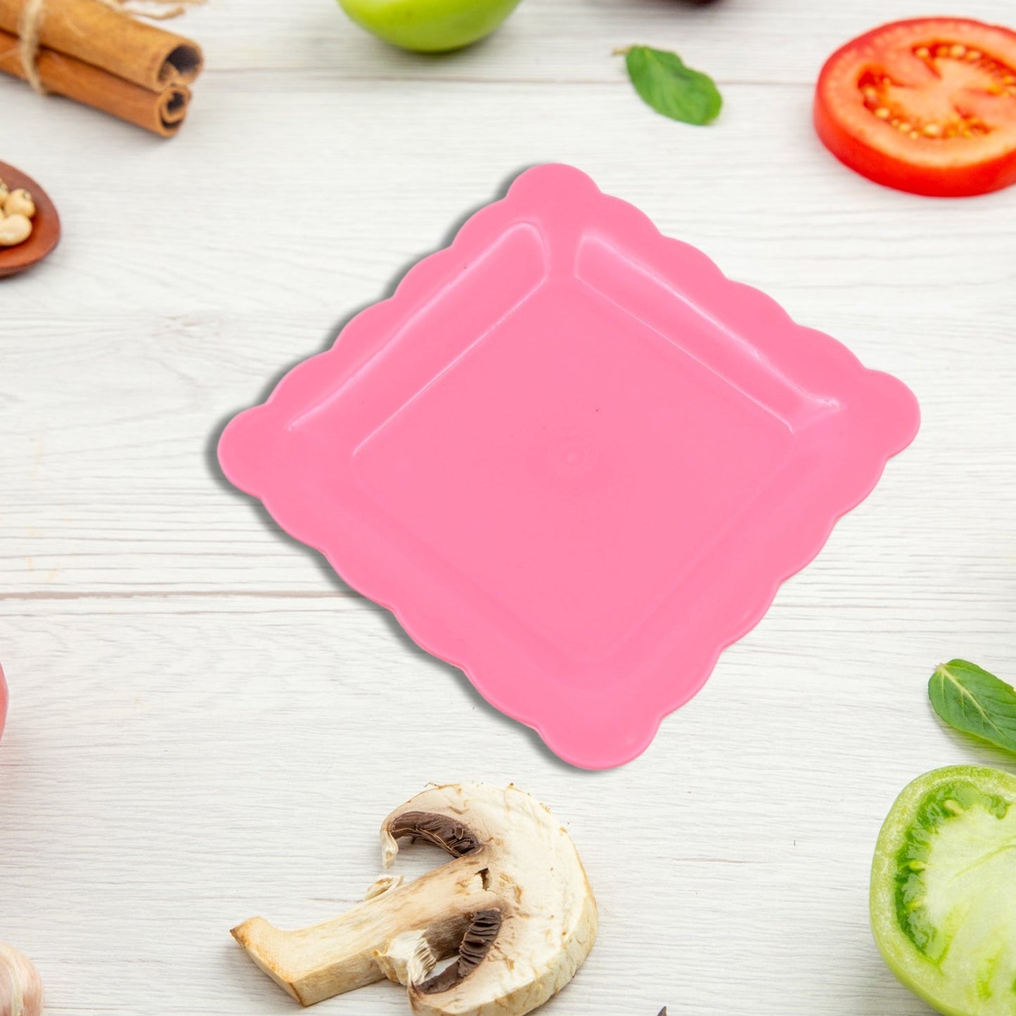 Square Plastic Dinner Plate Snacks / Breakfast, Restaurant Serving Trays Home School Coffee Hotel Kitchen Office (8 Pcs Set) - infinityexculsivestore.com