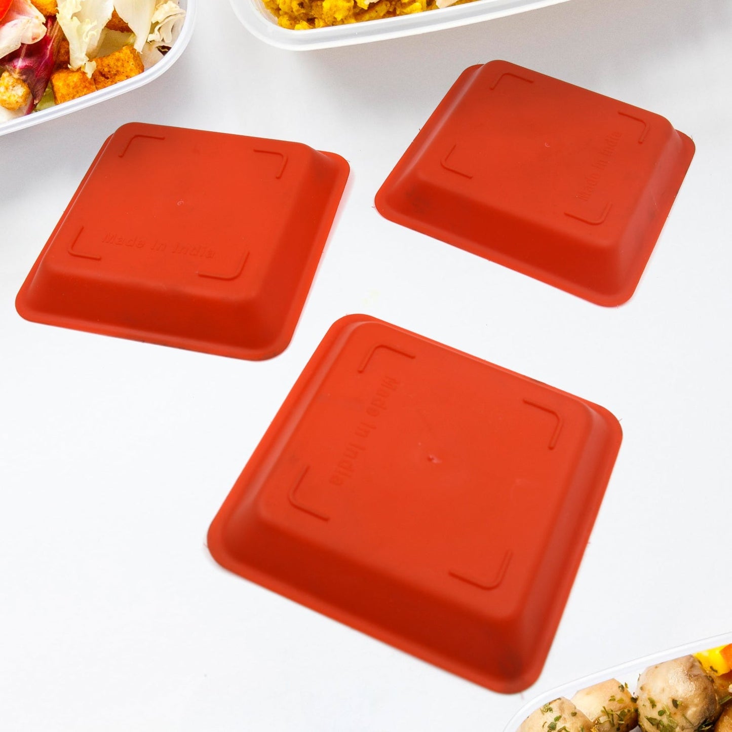 Square Plastic Halwa Dinner Plate Snacks / Breakfast, Restaurant Serving Trays Home School Coffee Hotel Kitchen Office (3 Pcs Set) - infinityexculsivestore.com