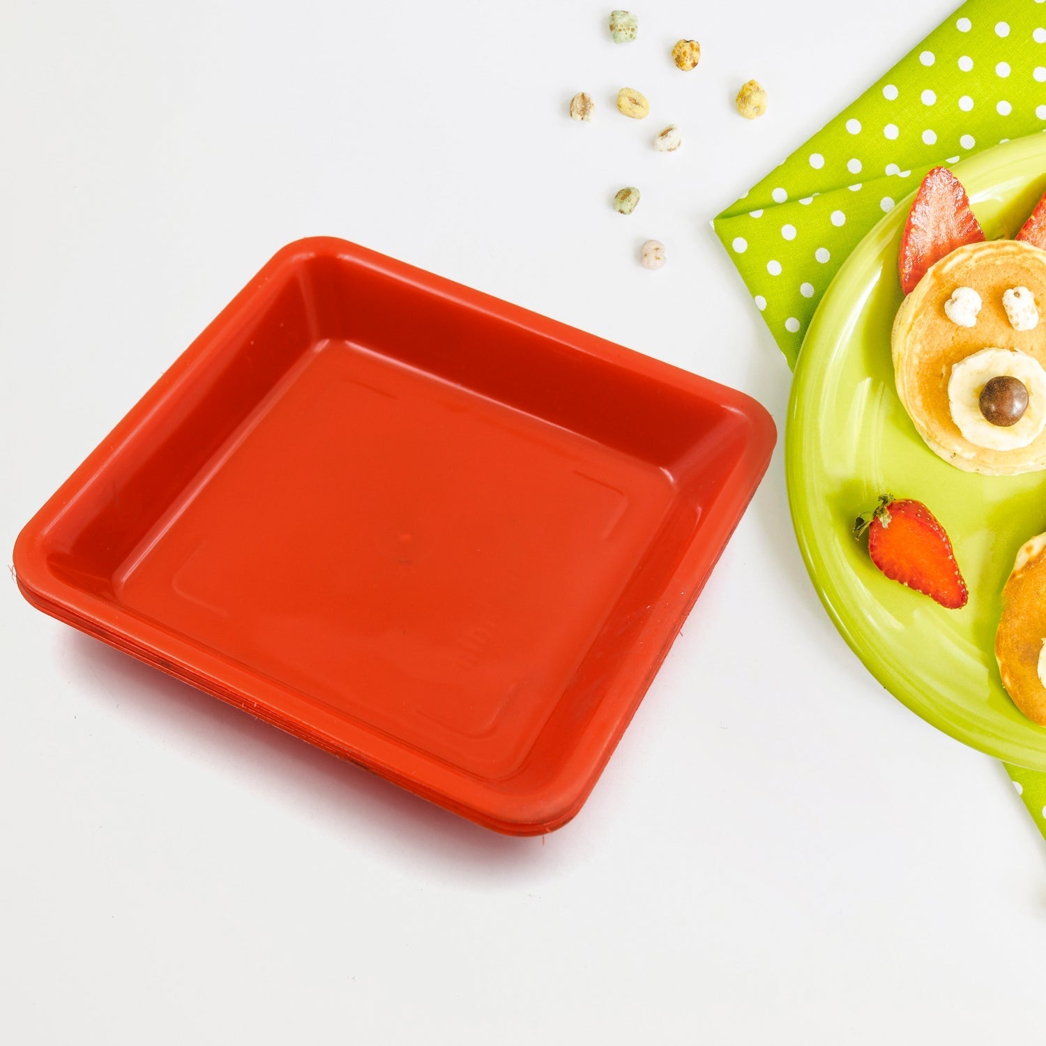 Square Plastic Halwa Dinner Plate Snacks / Breakfast, Restaurant Serving Trays Home School Coffee Hotel Kitchen Office (3 Pcs Set) - infinityexculsivestore.com