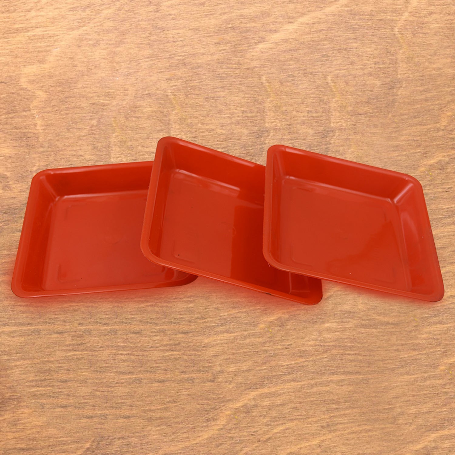Square Plastic Halwa Dinner Plate Snacks / Breakfast, Restaurant Serving Trays Home School Coffee Hotel Kitchen Office (3 Pcs Set) - infinityexculsivestore.com