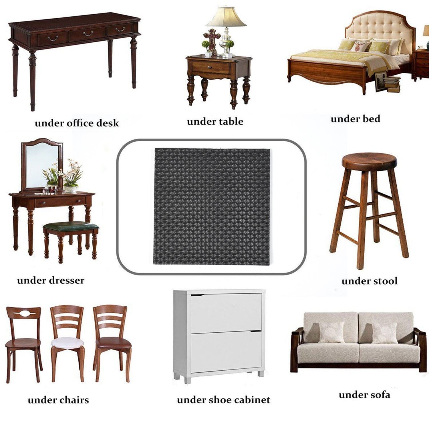 Square Self Adhesive Door, Wardrobe Furniture Feet Pad (Pack of 1pc). - infinityexculsivestore.com