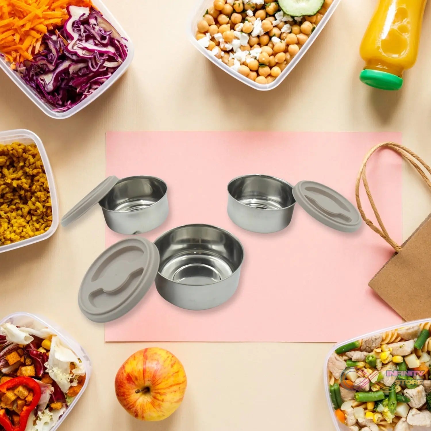 Stackable Insulated Tiffin with Handle (1 Pc): Leakproof, Hot Food Container - infinityexculsivestore.com