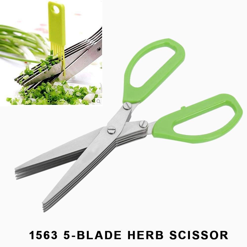 Stainless Steel 5 - Blade Herb Scissors - infinityexculsivestore.com