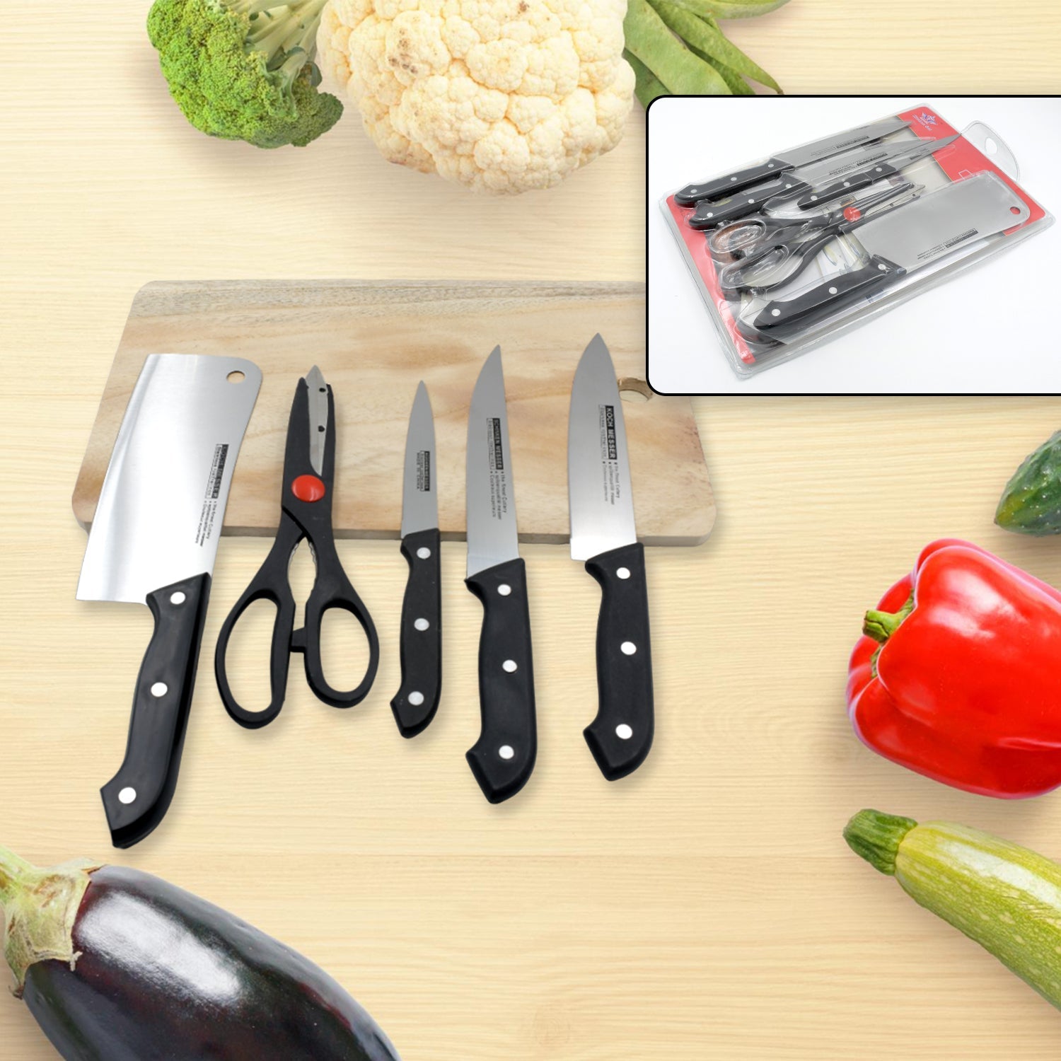 Stainless Steel 6 Piece Kitchen Knife Knives Set For Home Restaurant - infinityexculsivestore.com