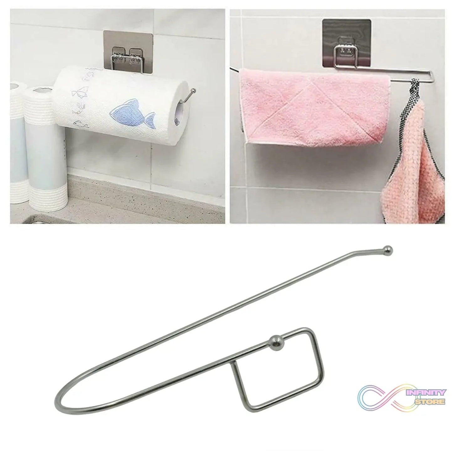 Stainless Steel Adhesive Paper Roll Holder Tissue (1 pc) - infinityexculsivestore.com