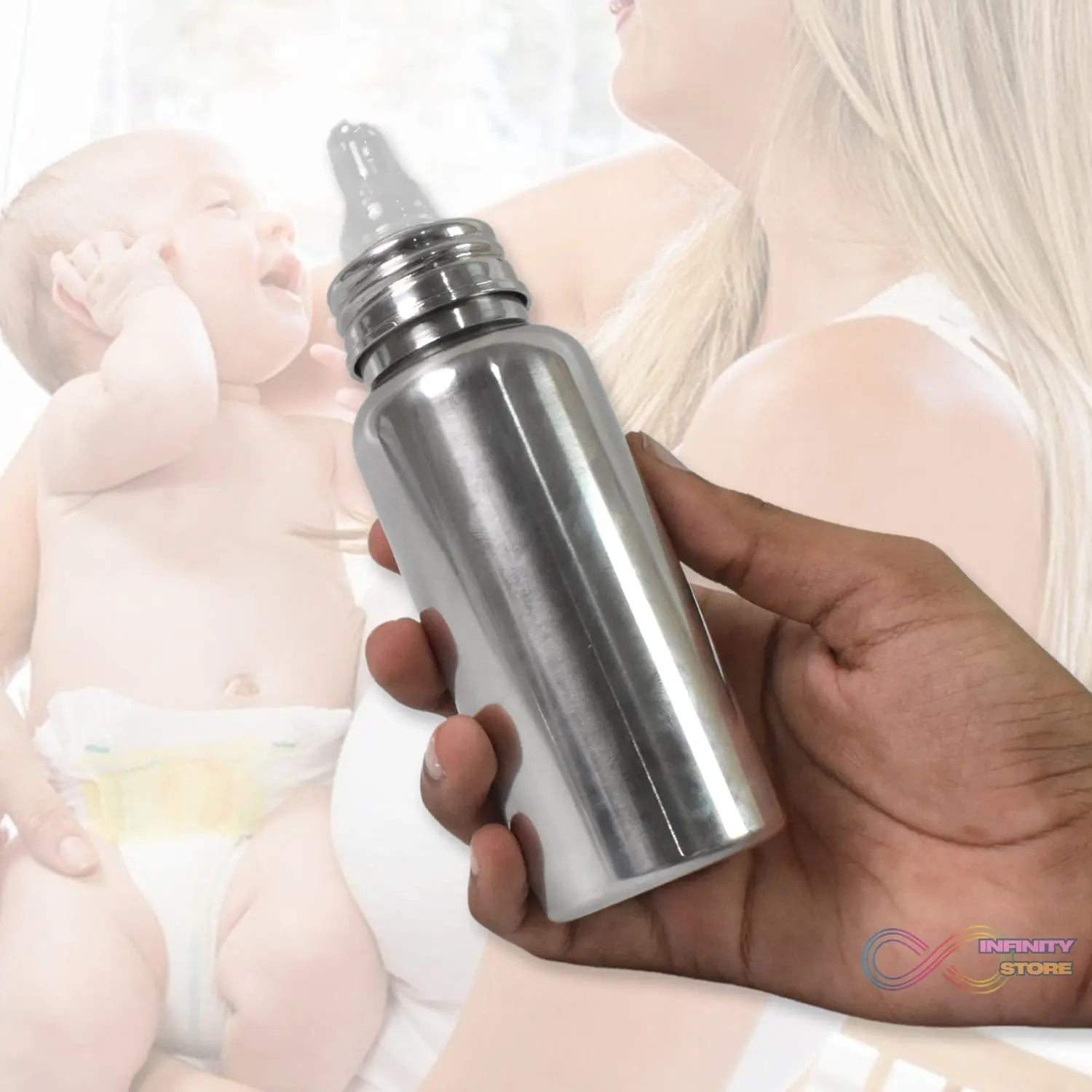 Stainless Steel Baby Feeding Bottle, Milk Feeding (250 ML) - infinityexculsivestore.com