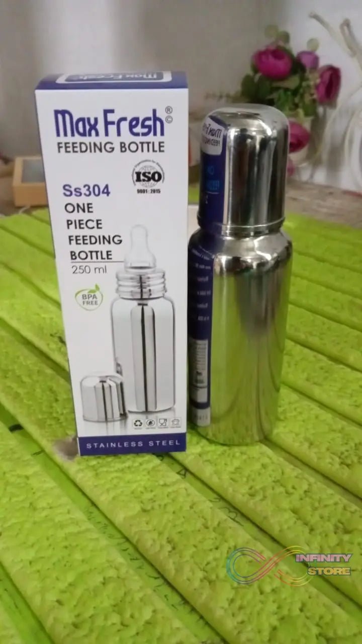 Stainless Steel Baby Feeding Bottle, Milk Feeding (250 ML) - infinityexculsivestore.com