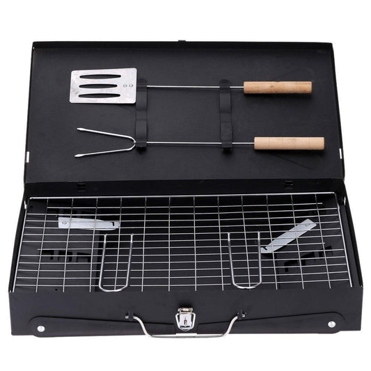 Stainless Steel Briefcase Style Barbecue Grill Toaster (Medium, Black) - infinityexculsivestore.com