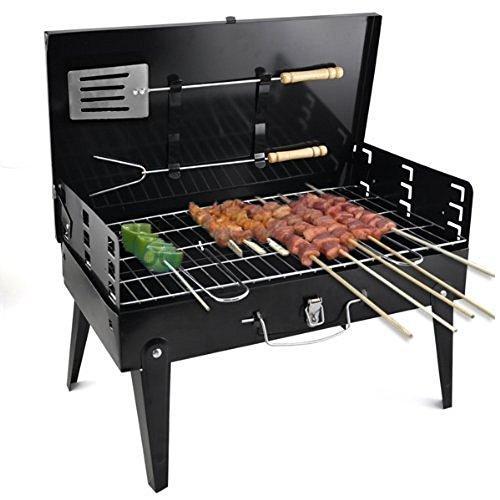 Stainless Steel Briefcase Style Barbecue Grill Toaster (Medium, Black) - infinityexculsivestore.com