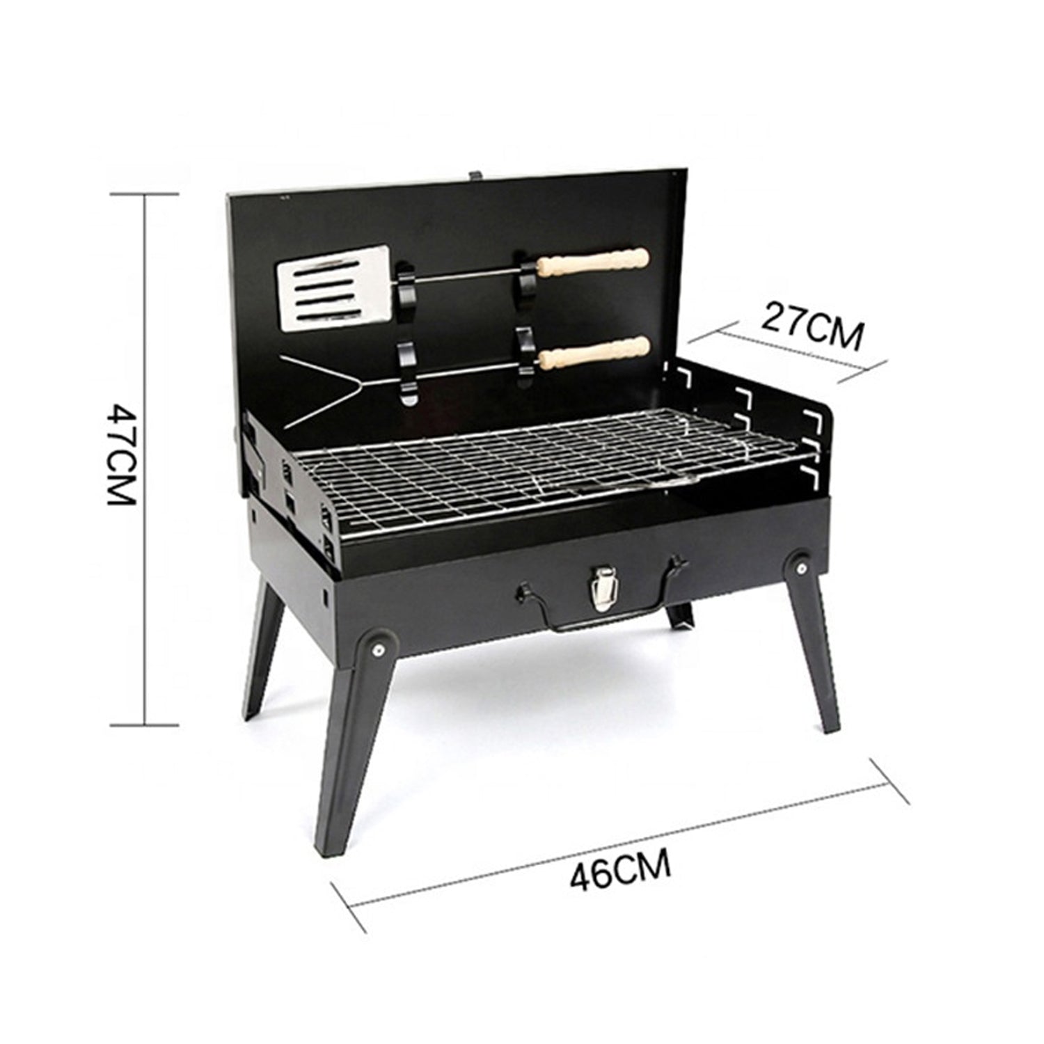 Stainless Steel Briefcase Style Barbecue Grill Toaster (Medium, Black) - infinityexculsivestore.com