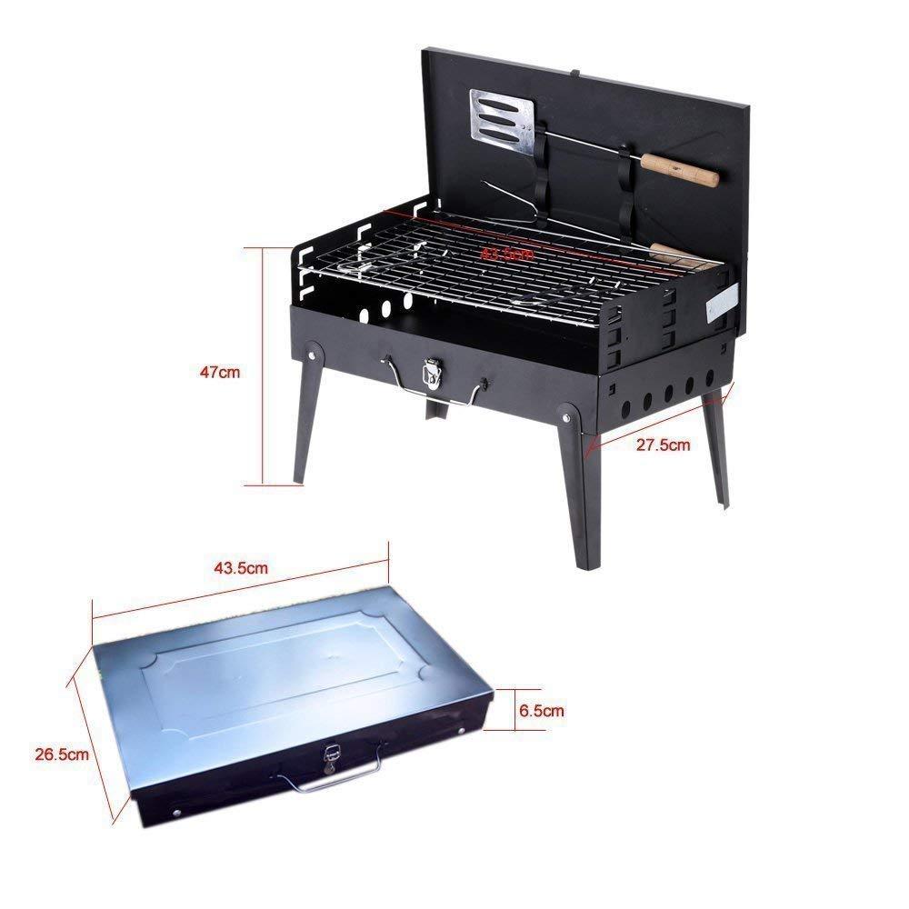 Stainless Steel Briefcase Style Barbecue Grill Toaster (Medium, Black) - infinityexculsivestore.com