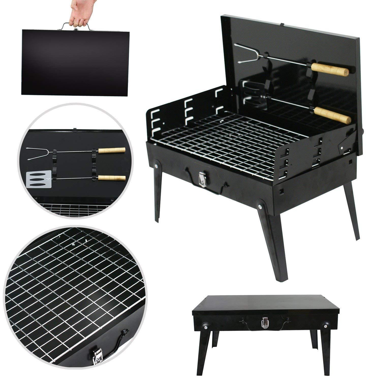 Stainless Steel Briefcase Style Barbecue Grill Toaster (Medium, Black) - infinityexculsivestore.com