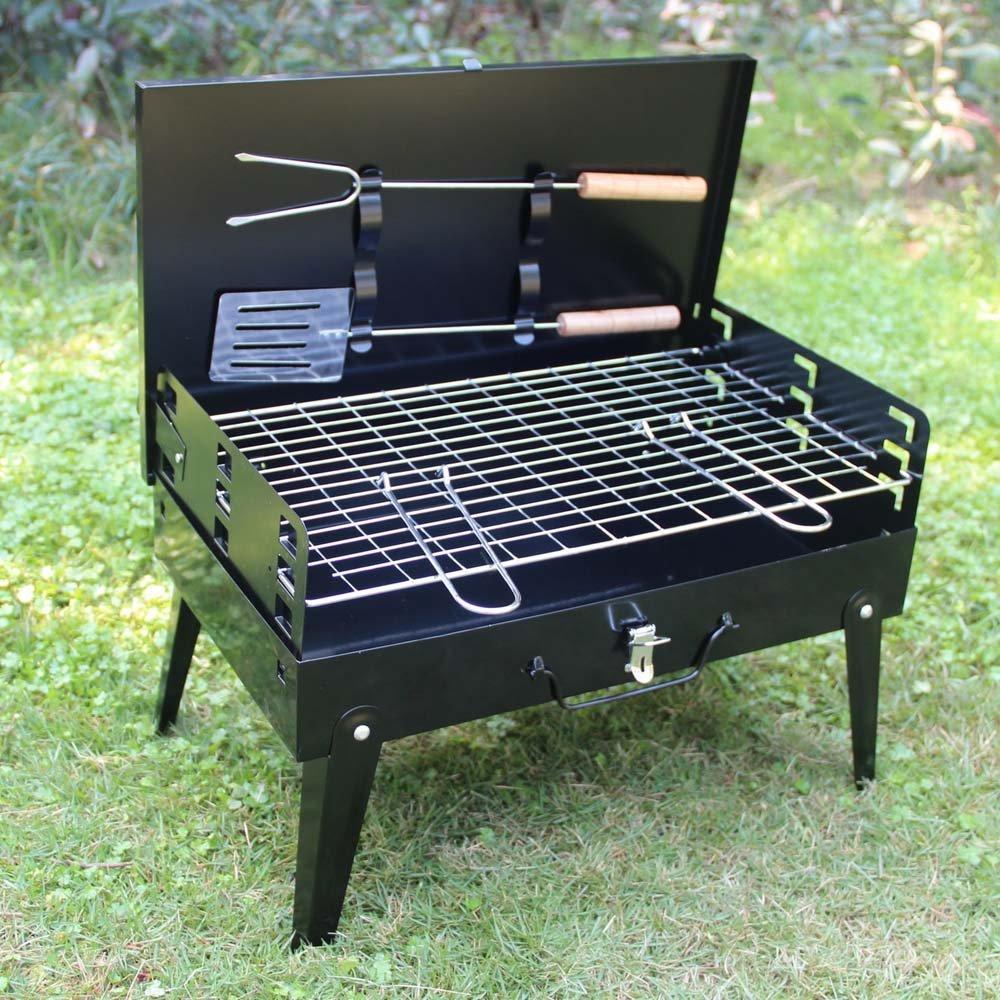 Stainless Steel Briefcase Style Barbecue Grill Toaster (Medium, Black) - infinityexculsivestore.com