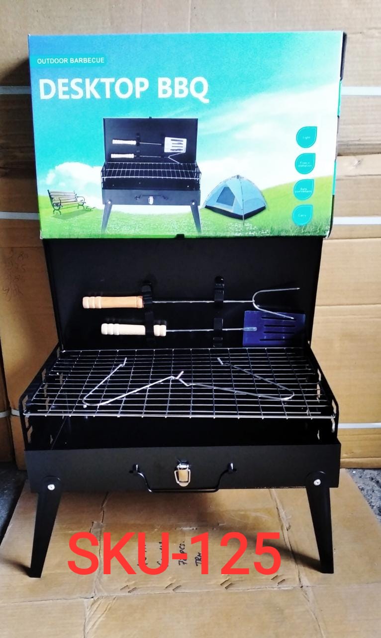 Stainless Steel Briefcase Style Barbecue Grill Toaster (Medium, Black) - infinityexculsivestore.com