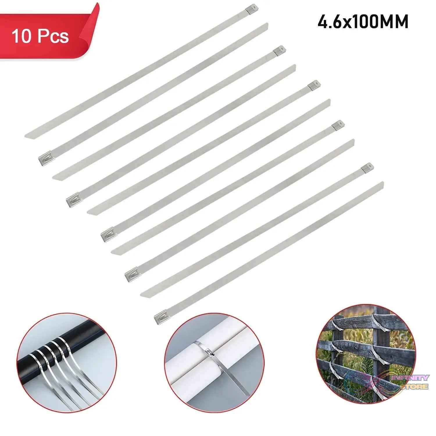 Stainless Steel Cable TIE (4.6x100MM / 10 pcs Set) - infinityexculsivestore.com
