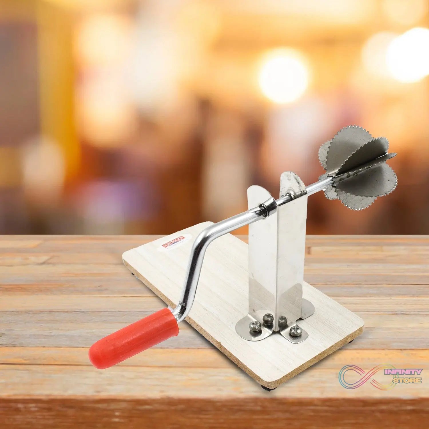 Stainless Steel Coconut Scraper with Wooden Base (1 Pc) - infinityexculsivestore.com