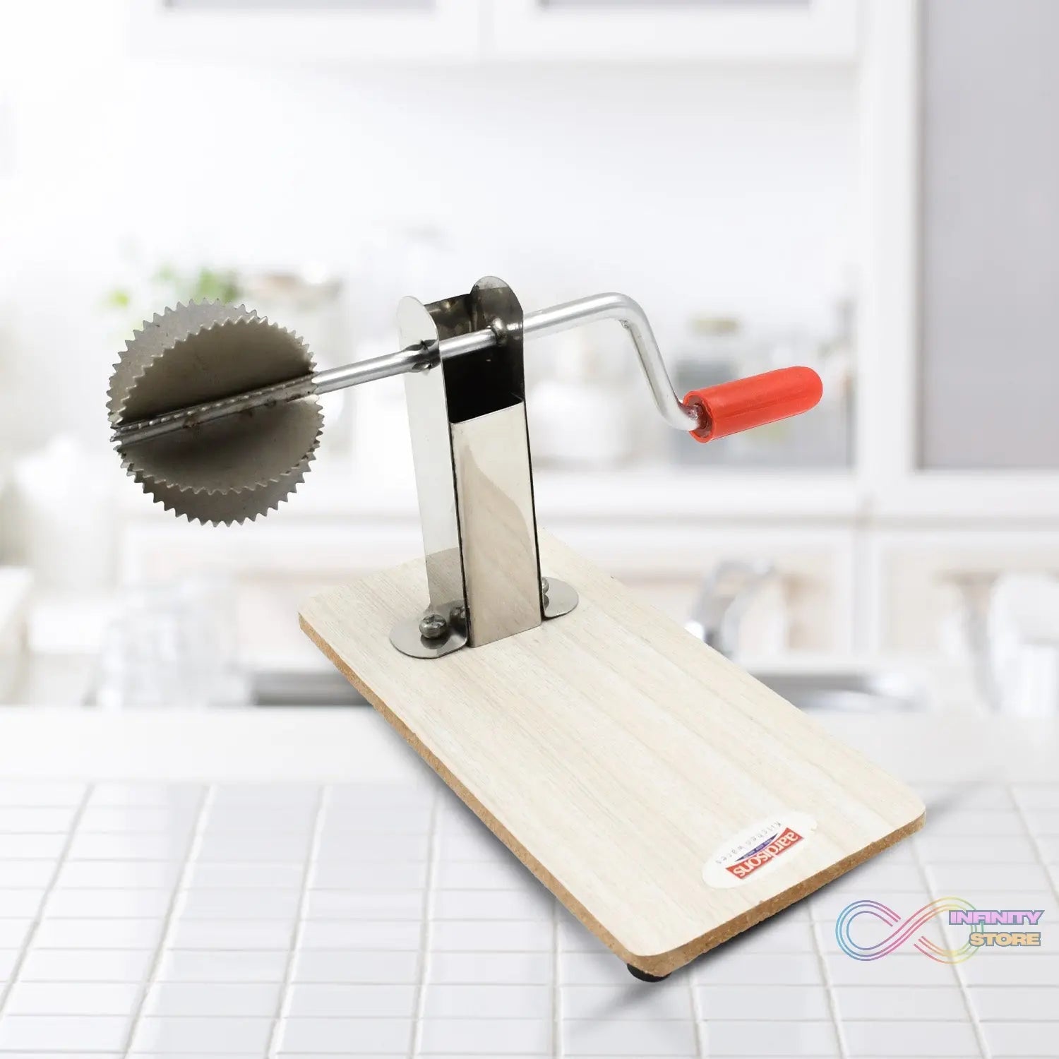Stainless Steel Coconut Scraper with Wooden Base (1 Pc) - infinityexculsivestore.com