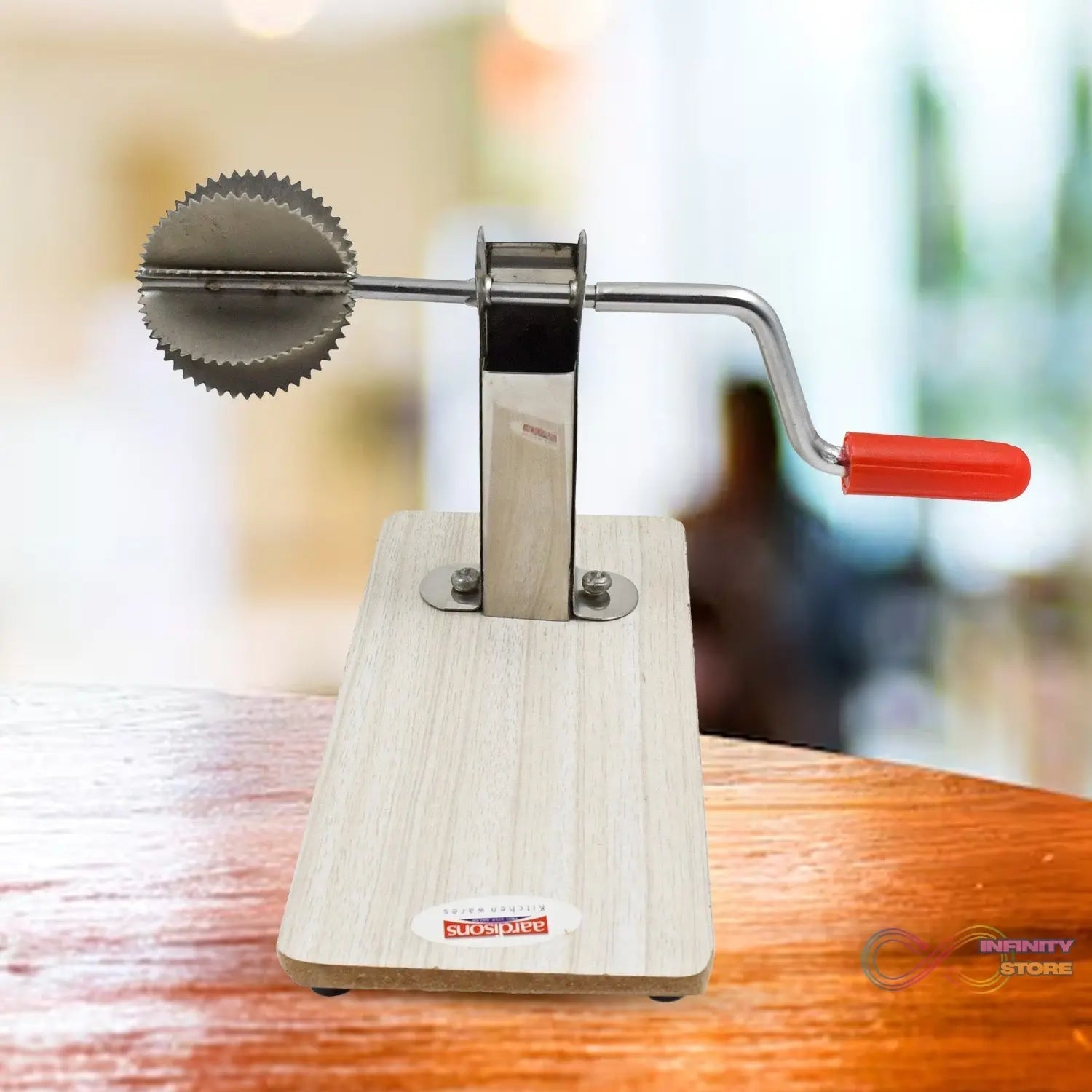 Stainless Steel Coconut Scraper with Wooden Base (1 Pc) - infinityexculsivestore.com