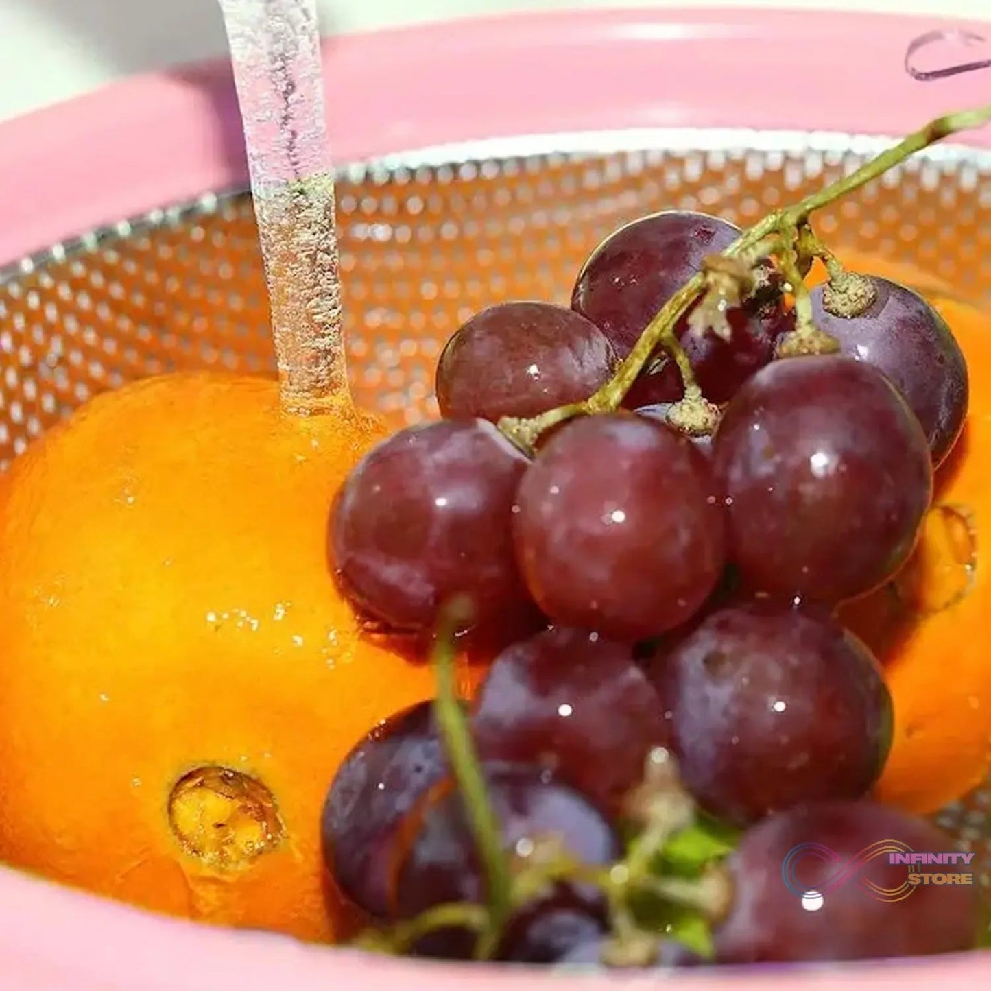 Stainless Steel Colander with Handle, Large Metal Green Strainer for Pasta, Spaghetti, Berry, Veggies, Fruits, Kitchen Food Colander, Dishwasher Safe - infinityexculsivestore.com