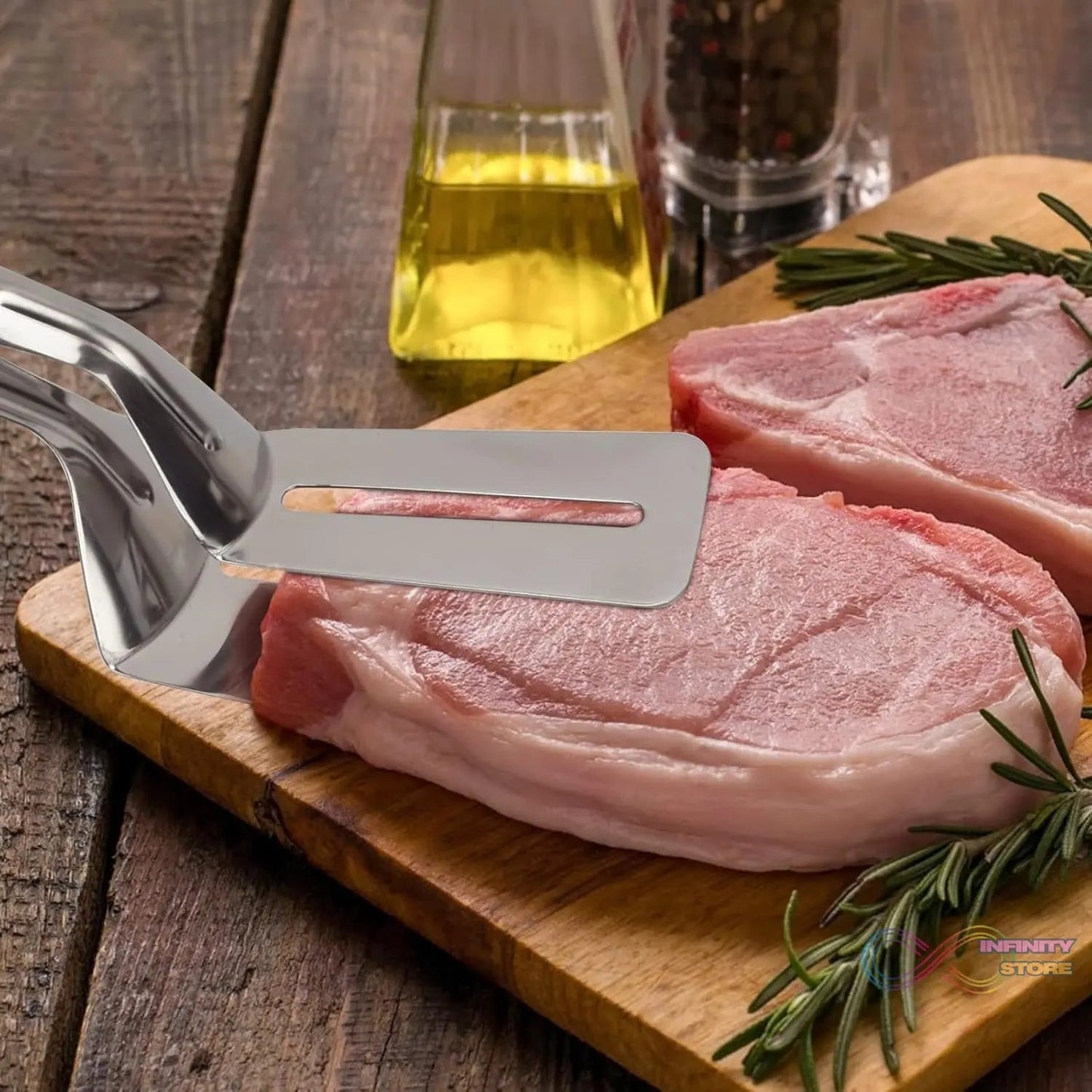 Stainless Steel Cooking Tong - Multifunctional Slotted Fish Double - Sided Spatula (1 Pc / 23 Cm) - infinityexculsivestore.com