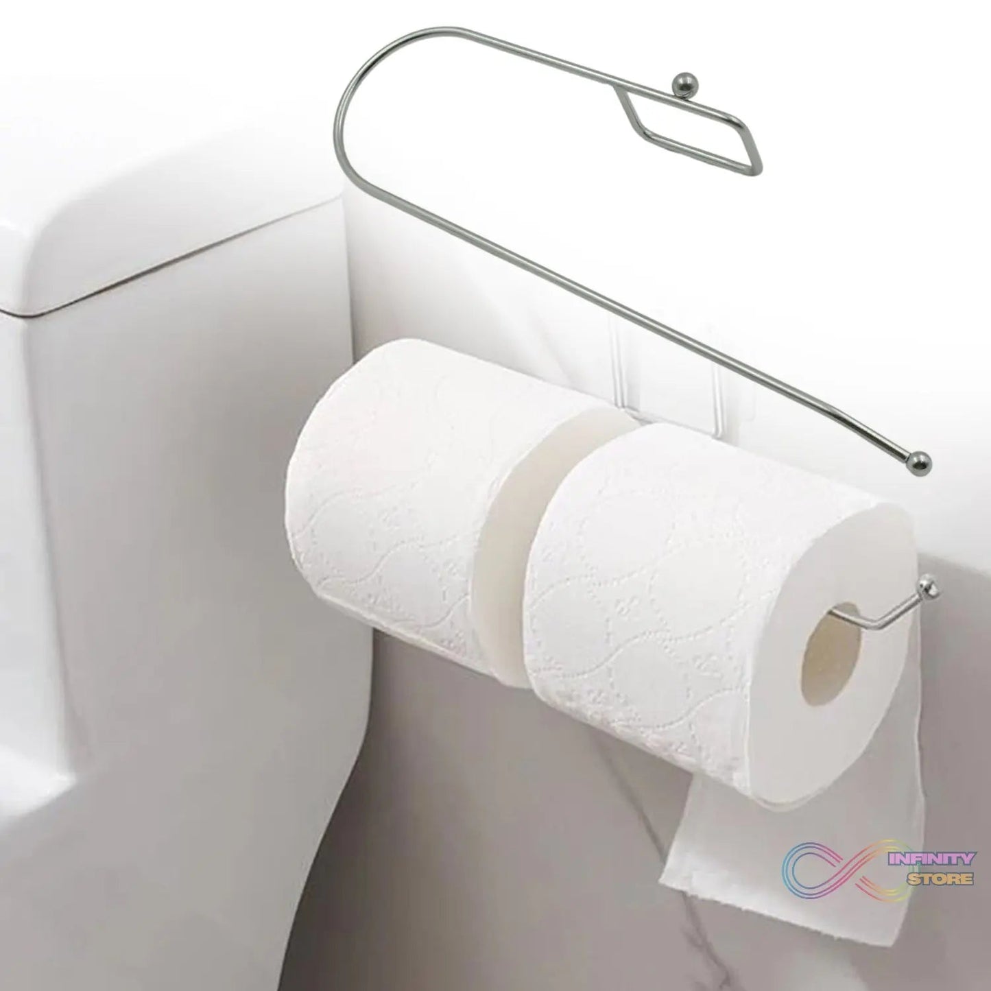 Stainless Steel Drill Free Self - Adhesive Paper Roll Holder Tissue Paper Stand Towel Bar Hanger Kitchen Towel Holder for Kitchen Bathroom Toilet (Pack of 1) - infinityexculsivestore.com