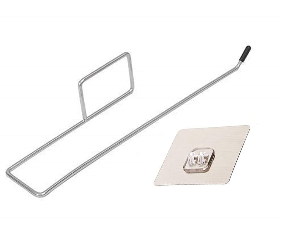 Stainless Steel Drill Free Self - Adhesive Paper Roll Holder Tissue Paper Stand Towel Bar Hanger Kitchen Towel Holder for Kitchen Bathroom Toilet (Pack of 1) - infinityexculsivestore.com