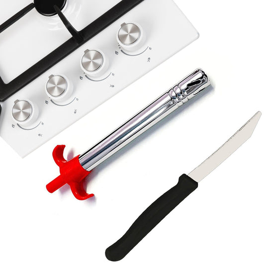 Stainless Steel Electronic Gas Lighter and Knife (2 in 1) - infinityexculsivestore.com
