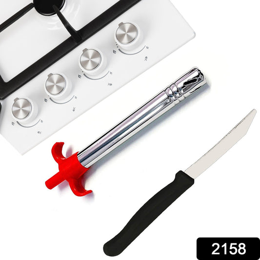 Stainless Steel Electronic Gas Lighter and Knife (2 in 1) - infinityexculsivestore.com