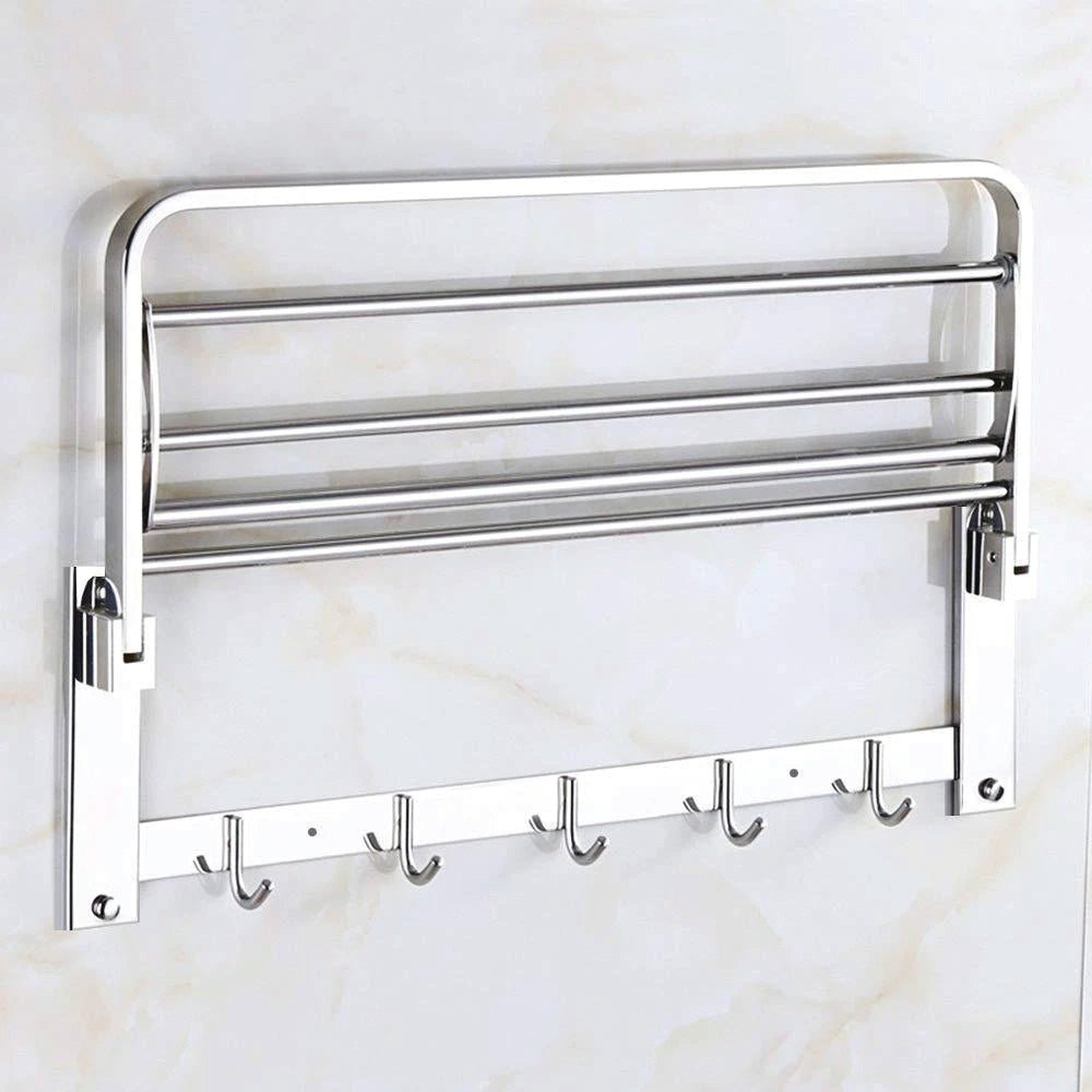 Stainless Steel Folding Towel Rack Cum Towel Bar 18 Inch - infinityexculsivestore.com