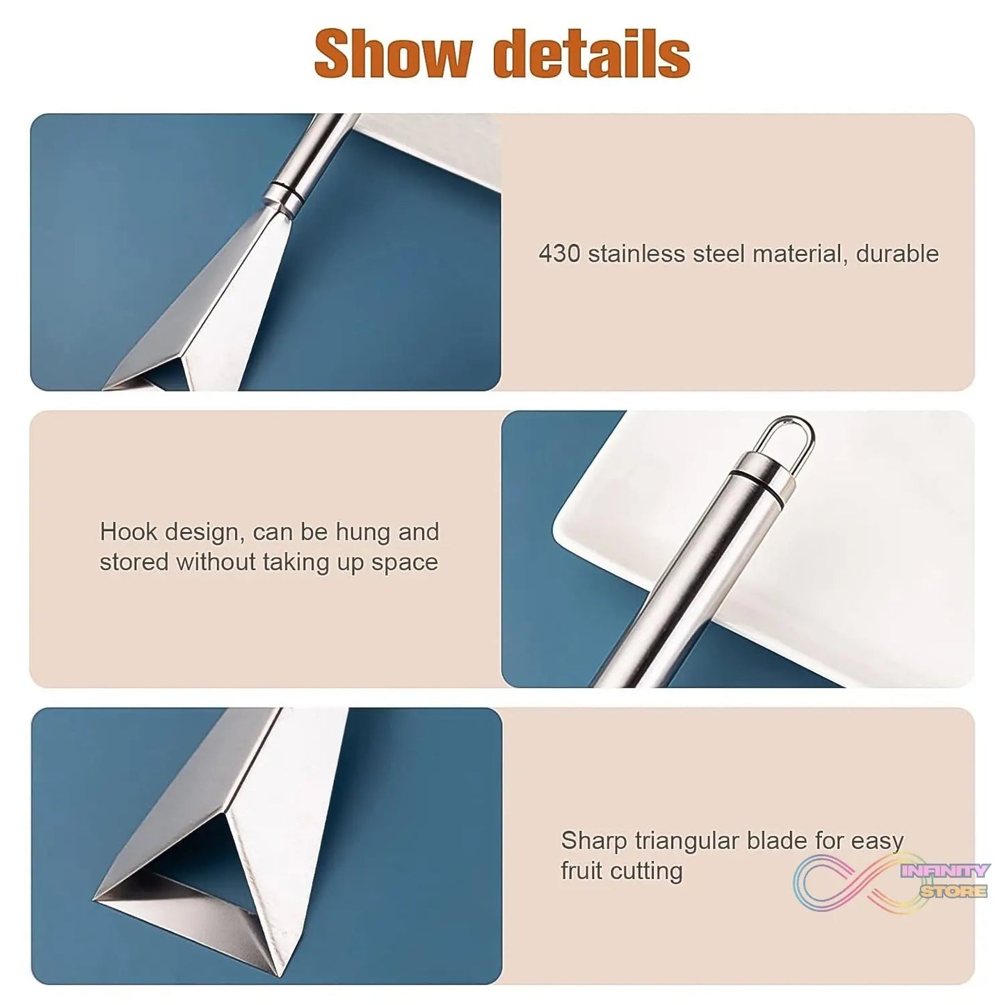 Stainless Steel Fruit Carving Knife - V Shape Channel Knife Tool (1 Pc) - infinityexculsivestore.com